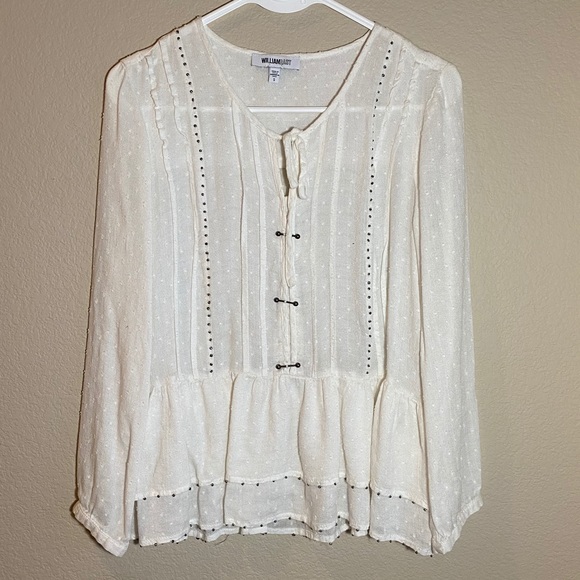 William Rast long sleeve white ruffle BoHo shirt - Picture 4 of 13